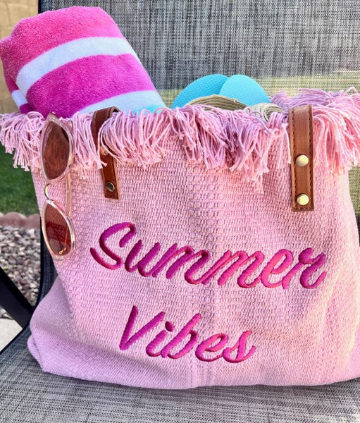 Summer Vibes Pink Tote Bag 