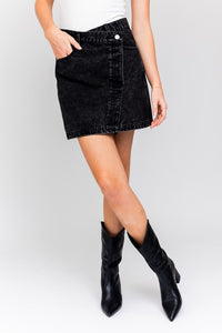 Rock Out Black Denim Mini Skirt