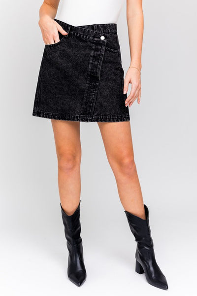 Rock Out Black Denim Mini Skirt