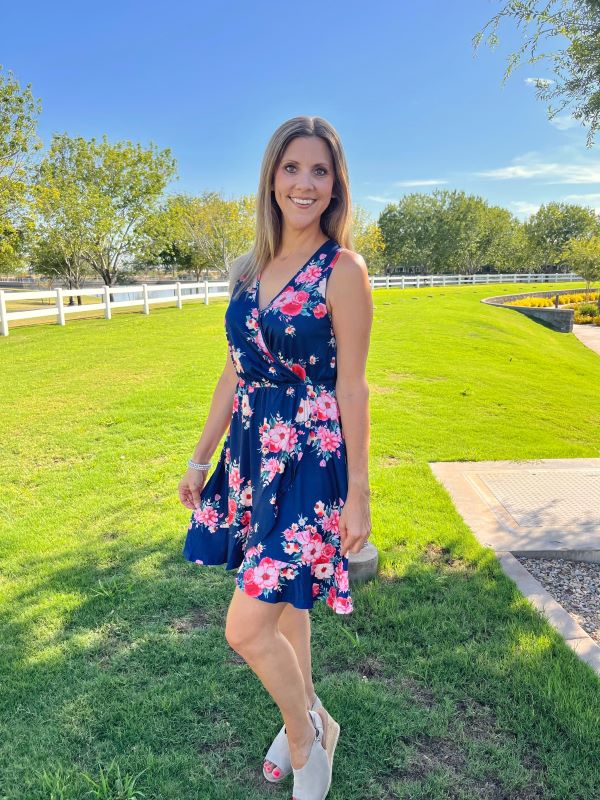 Blooming Love Blue Floral Dress Large