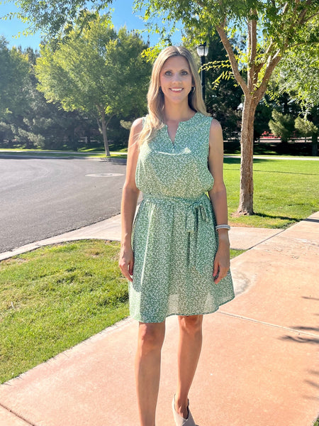 Garden View Green Floral Dress