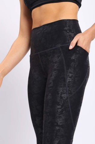 Metallic Foil High Waisted Leggings